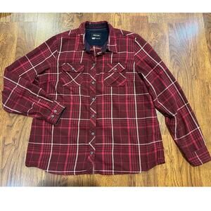 Marmot Women’s Button-Front Plaid Flannel Shirt – Burgundy – Size XL Outdoor